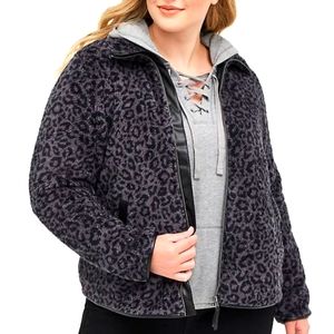 Torrid Leopard Zip Front Faux Shearling Jacket